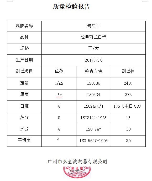 經典荷蘭白卡 240g