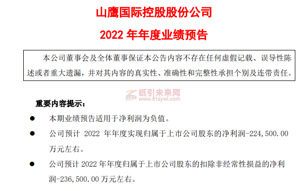 山鷹紙業 2022年業績報告 紙引未來網